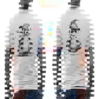 ちょっと可愛い赤ちゃんペンギンの鳥とハートのペンギン。 メンズTシャツ バックプリント - Kawaiitshirt