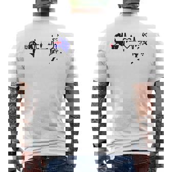 オーストラリア 日本 ハートビート オーストラリア 日本国旗 メンズTシャツ バックプリント - Kawaiitshirt