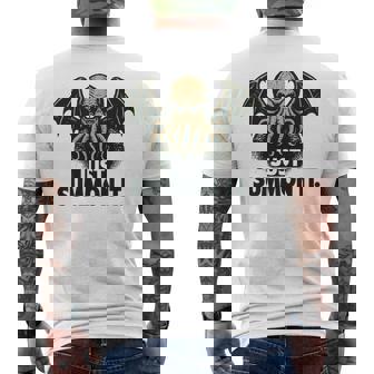 クトゥルフ、ただ召喚するだけ、面白い宇宙ホラークトゥルフカルト。 長袖tシャツ メンズTシャツ バックプリント - Kawaiitshirt