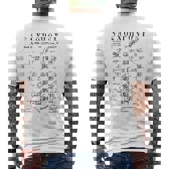サックス オールド ヴィンテージ 特許 図面 プリント メンズTシャツ バックプリント - Kawaiitshirt