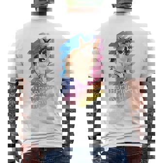 シャム猫 ラグドール ネコ 青い瞳 ブルーアイ かわいい 癒し 幸せ 前向き 猫好き グラデーション メンズTシャツ バックプリント - Kawaiitshirt