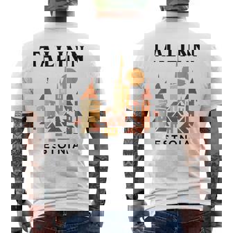 タリン エストニア 中世 旧市街 ヴィンテージ レトロ エストニア メンズTシャツ バックプリント - Kawaiitshirt