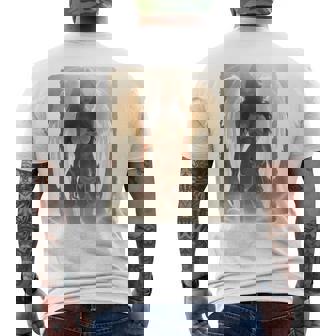 バックプリントtシャツ セクシーなブルネットエンジェルピンナップガール 長袖tシャツ メンズTシャツ バックプリント - Kawaiitshirt