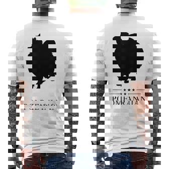 ポメラニアンブラックシルエット メンズTシャツ バックプリント - Kawaiitshirt