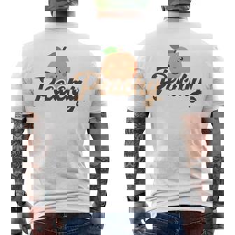 桃 かわいい 可愛い 服 桃 イラスト メンズTシャツ バックプリント - Kawaiitshirt