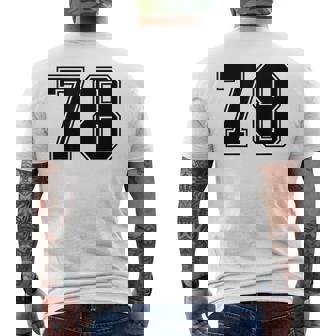 番号 78 ブラック スポーツファン ジャージ ナンバー メンズTシャツ バックプリント - Kawaiitshirt