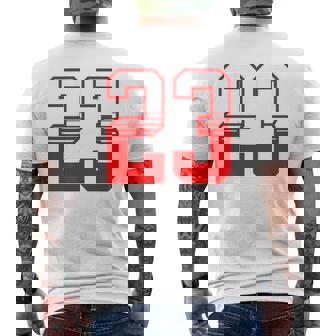 白赤番号 23 スポーツチーム メンズTシャツ バックプリント - Kawaiitshirt