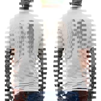 背面にリアルな白い天使の羽。 メンズTシャツ バックプリント - Kawaiitshirt