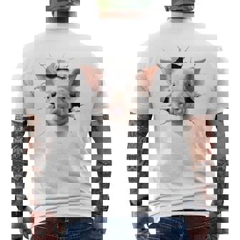 豚 アニマル柄 グラフィック 図面 イラスト 顔 豚 メンズTシャツ バックプリント - Kawaiitshirt