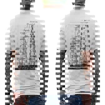 送電鉄塔 -Pylonphilia- メンズTシャツ バックプリント - Kawaiitshirt