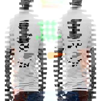 雪だるま 顔 にんじん鼻 クリスマス 冬 格子柄 サンタハット メンズTシャツ バックプリント - Kawaiitshirt