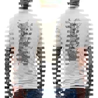 面白いtシャツ コーギー ギター イヌ メンズ 犬好き グッズ かわいい おもしろ 面白い 服 ネタ メンズTシャツ バックプリント - Kawaiitshirt