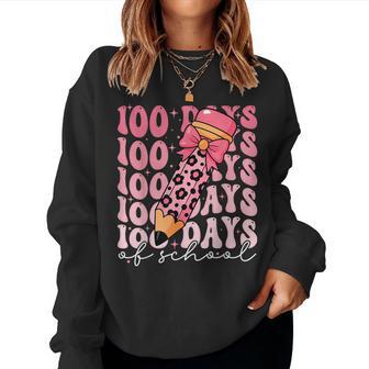 100 Days Of School Pink Preppy 100Th Day Of School Girls Women Sweatshirt - Thegiftio UK