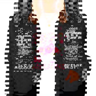 55歳 1971年2月 花柄 55歳 誕生日 男性 女性 レディーススウェットシャツ - Kawaiitshirt