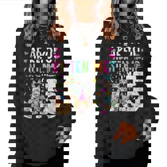 5Th Cat Birthday Party 5 Year Old Girl Kitten Birthday Women Sweatshirt | Mazezy