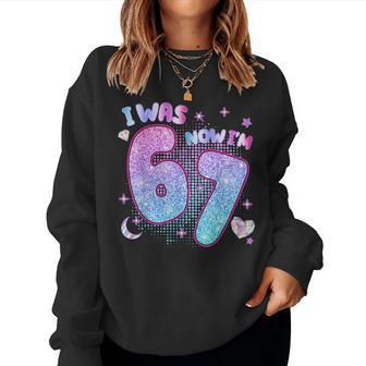 I Was 6 Now I'm 7 Six Seven 7 Years Old Birthday Girl Kpop Women Sweatshirt - Thegiftio