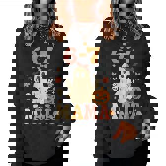 67 Mama Ghost Halloween Groovy Retro Six Seven Mom Women Sweatshirt - Monsterry