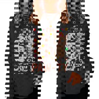 6Th Birthday Girl Cat Kitten 6 Years Old Bday Party Women Sweatshirt - Monsterry