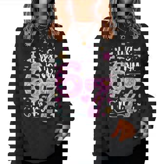 7 Year Old Birthday Girl I Was 6 Now I'm 7 67 Women Sweatshirt | Mazezy