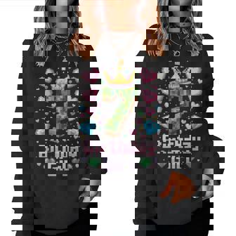 7Th Birthday Girl Gaming Pixel Number Party 7 Year Old Women Sweatshirt - Monsterry