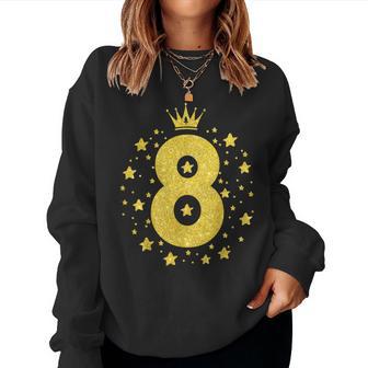 8 Gelbe Krone 8 Jahre Alt Happy 8Th Birthday Mädchen Frauen Sweatshirt Frauen - Geschenkecke