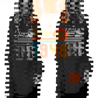 80歳の誕生日プレゼント 80歳 男性 女性 レトロ ヴィンテージ 1946 レディーススウェットシャツ - Kawaiitshirt