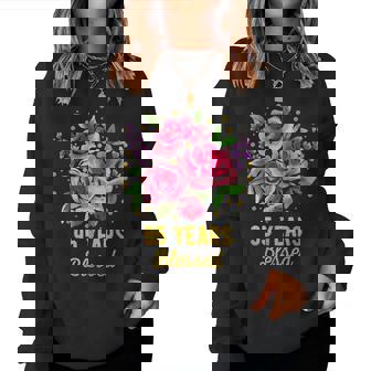 95歳 祝福されたかわいいバラの花 95歳 95歳の誕生日 レディーススウェットシャツ - Kawaiitshirt