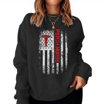 American Flag Psychiatric Nurse Rn Mental Health Psych Nurse Women Sweatshirt - Thegiftio UK