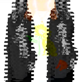 Animal Gato Floristaol Hippie Flor Amarilla Girasol Cuello Sudadera Mujer - Regaloses