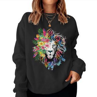 Animalesalvajes De León Floral Para Para Amantes Sudadera Mujer - Regaloses