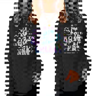 Aquarius Big Energy Retro Smile Flower Zodiac Birthday Women Sweatshirt - Thegiftio