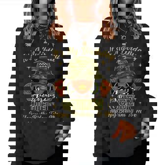 Aquarius Queen Black Woman With Cap Camo It's My Birthday Women Sweatshirt | Seseable CA