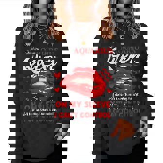 Aquarius Queen Aquarius Zodiac Sign Girls Birthday Lip Women Sweatshirt - Monsterry