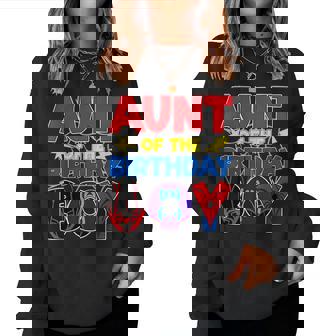 Aunt Of The Birthday Boy Matching Spider Family Birthday Women Sweatshirt - Monsterry