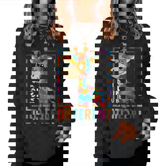 Autism Awareness Giraffe Its Ok To Be Different Women Sweatshirt - Thegiftio