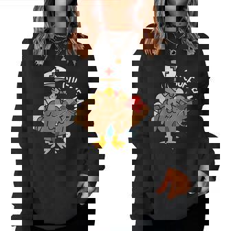 Autumn Cuff 'Em Turkey Nurse Rn Thanksgiving Women Sweatshirt | Mazezy