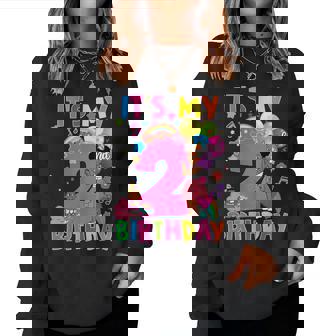 Baby Girl 2Nd Birthday Party Pink Doll Family Decorations Women Sweatshirt | Mazezy