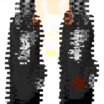 Badminton Cat Girls Badminton Player Kawaii Women Sweatshirt - Thegiftio