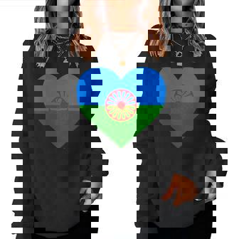 Bandera Gitana Corazón Bandera Bandera Gitana Internacional Romaní Manga Larga Sudadera Mujer - Regaloses