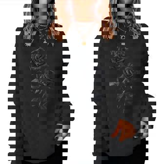 Beautiful Black Roses Flower Couple Women Sweatshirt - Monsterry