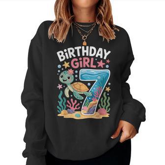 Birthday Girl 7Th Sea Turtle Ocean Aquarium Women Sweatshirt - Thegiftio UK