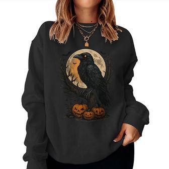 Black Crow Black Bird Moon & Halloween Raven Women Sweatshirt - Thegiftio UK