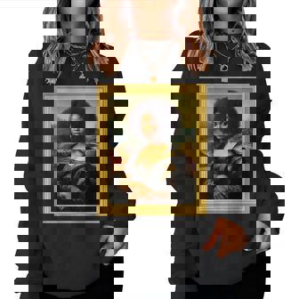 Black Mona Lisa Afro Queen African Woman Black History Month Women Sweatshirt - Monsterry