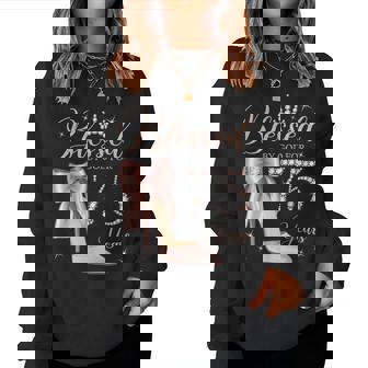 Blessed By God For 75 Years Old 75Th Birthday Party Queen Women Sweatshirt - Thegiftio