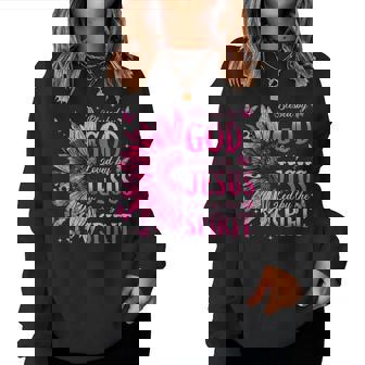 Blessed By God Loved By Jesus Pink Sunflower Faith Christian Women Sweatshirt - Thegiftio