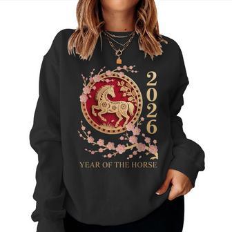 Blossom Tree Zodiac Chinese Lunar New Year Of The Horse 2026 Women Sweatshirt - Monsterry UK