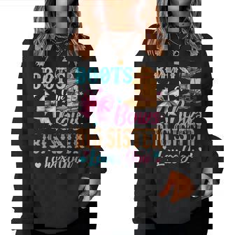 Boots Or Bows Big Sister Loves You Gender Reveal Family Women Sweatshirt | Seseable UK