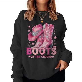 Boots On The Ground Western Cowgirl Hat Boots Girls Women Women Sweatshirt - Thegiftio UK