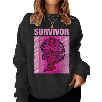 Breast Cancer Survivor African American Woman Pink Afro Women Sweatshirt - Thegiftio UK