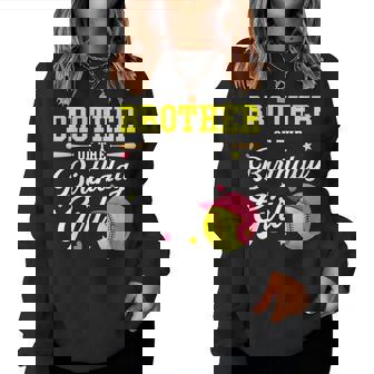 Brother Of The Birthday Girl Softball Player Theme B-Day Bro Women Sweatshirt | Mazezy